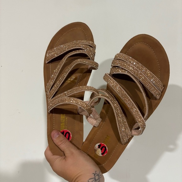 Ladies Cushionaire Rose Gold Strappy Sparkle Sandals Mules Size 10 - Picture 5 of 9